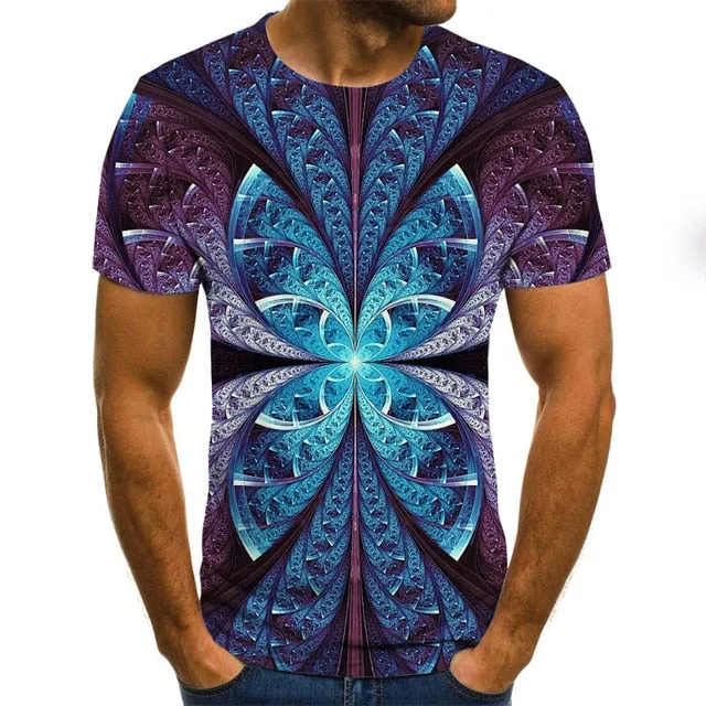 3D printed casual short-sleeved men's T-shirt fashion hip-hop top