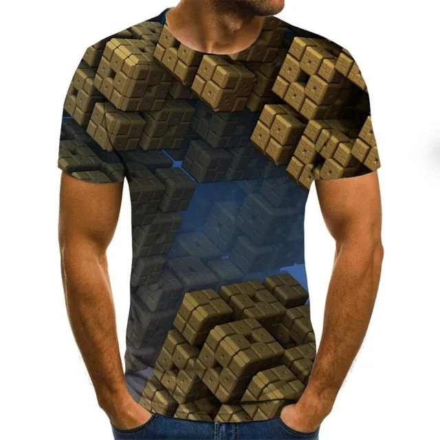 3D printed casual short-sleeved men's T-shirt fashion hip-hop top