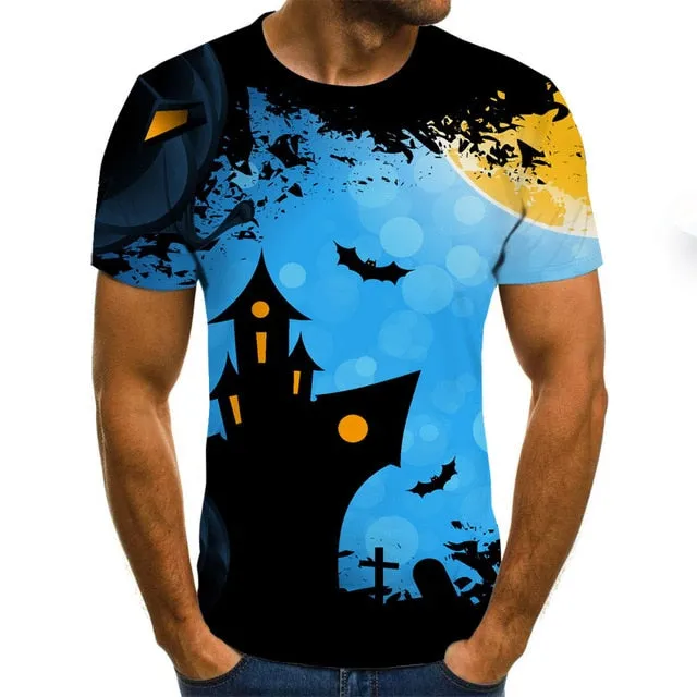 3D printed casual short-sleeved men's T-shirt fashion hip-hop top