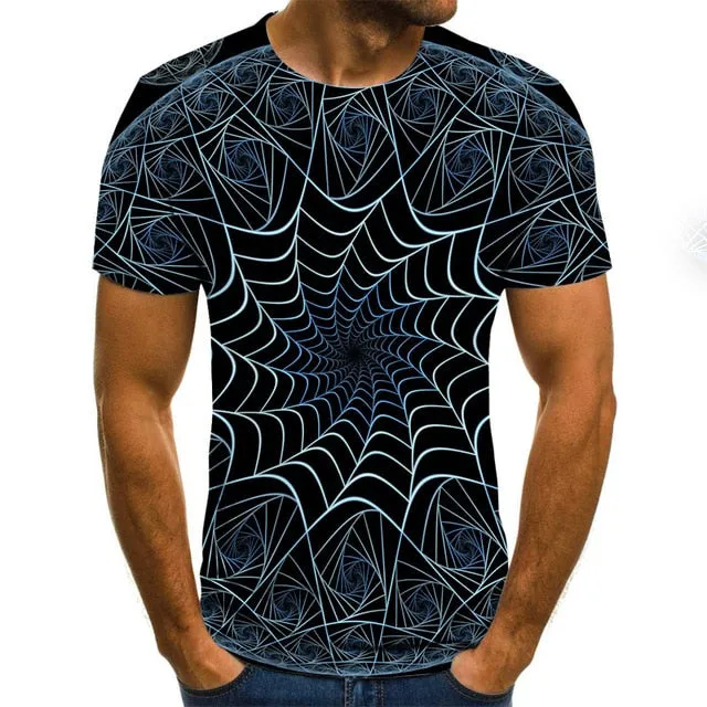 3D printed casual short-sleeved men's T-shirt fashion hip-hop top