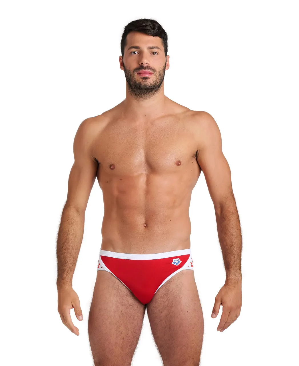 Arena Performance Men's Icons Solid Swim Briefs - Red-White