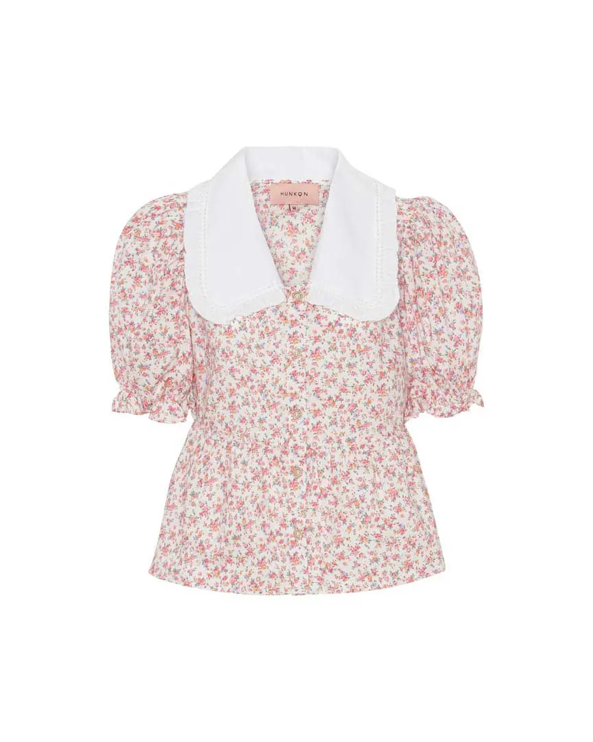 Cecilia Short shirt - White floral