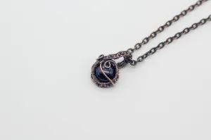 Copper Mini Pendant with Glittery Dichroic Blue Fused Glass Accent