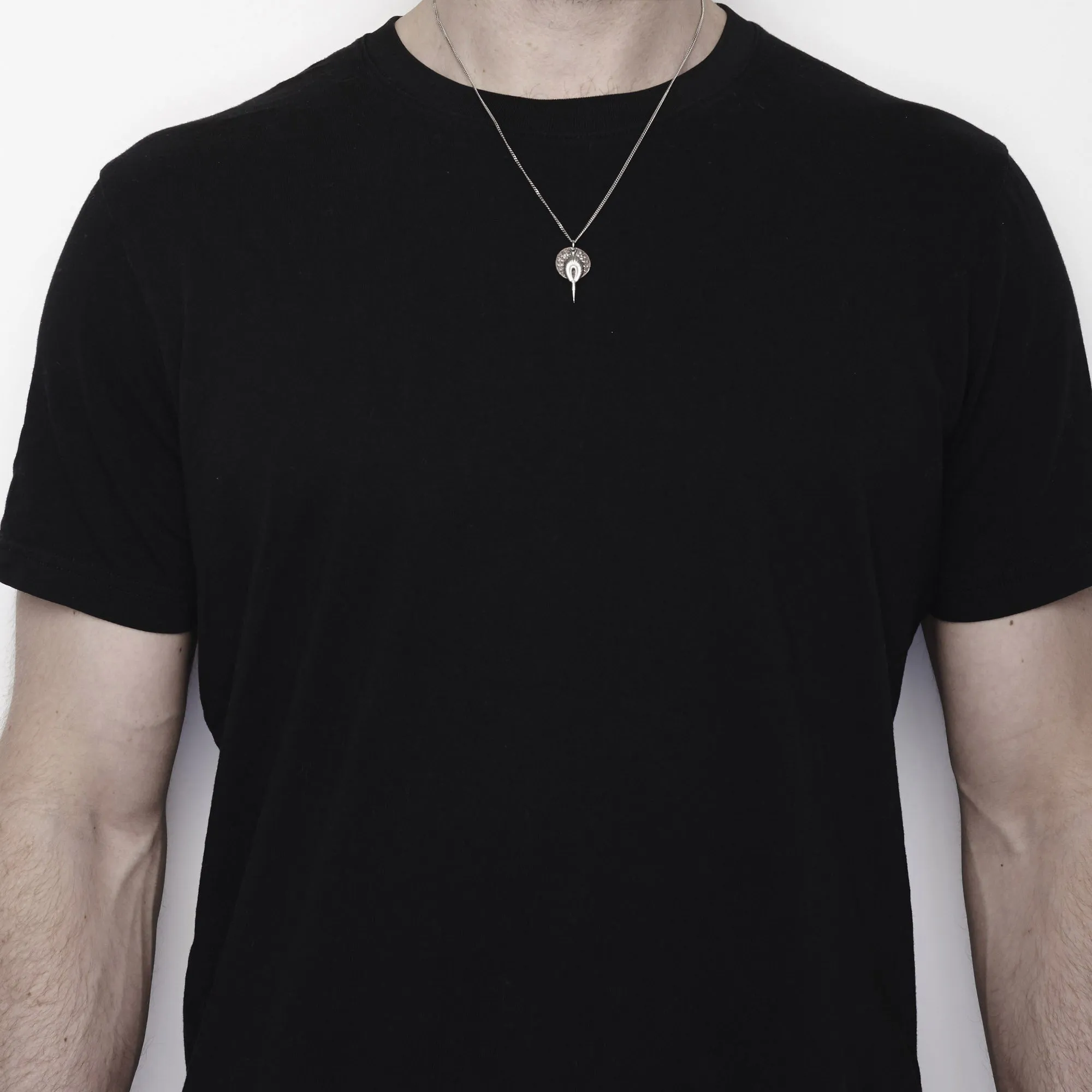 Feather Pendant Necklace - Polished Steel Chain