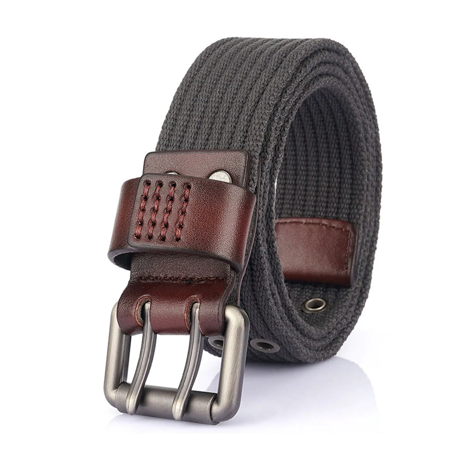 LEATHER -TRIMMED DOUBLE-BREASTED  BELT