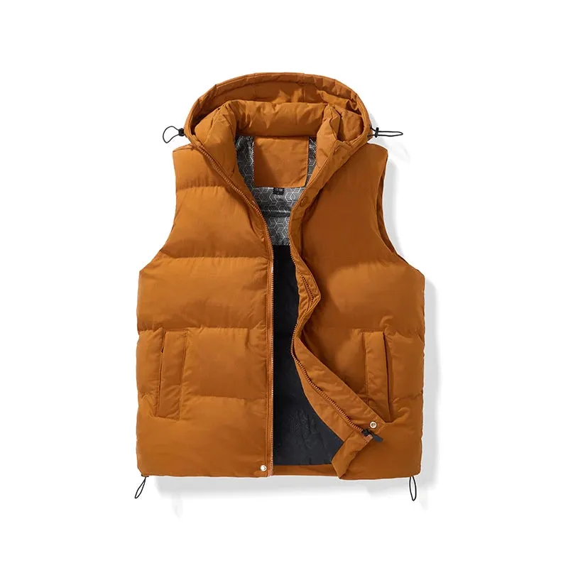 Men's Puffer Vest Warm Sleeveless Winter Jackets Waterproof Zipper Coats With Stand-Up Collar Casual Lightweight Outerwear For Cold Weather C27