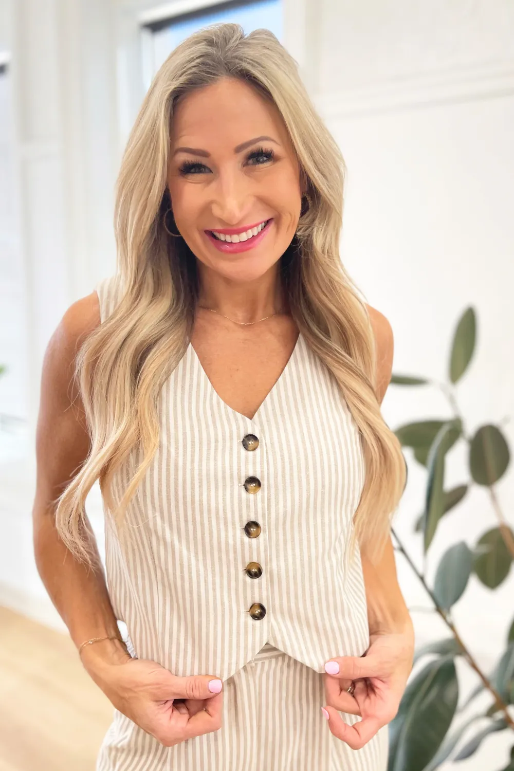 Striped Linen Vest